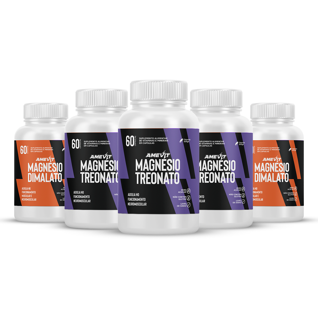 AmeVit Magnésio Compre 3 Treonato e Ganhe Grátis 2 Dimalato - Super Combo