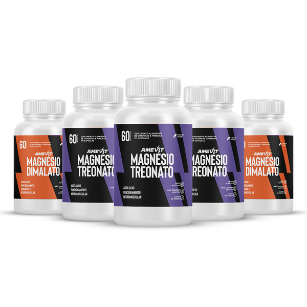 AmeVit Magnésio Compre 3 Treonato e Ganhe Grátis 2 Dimalato - Super Combo