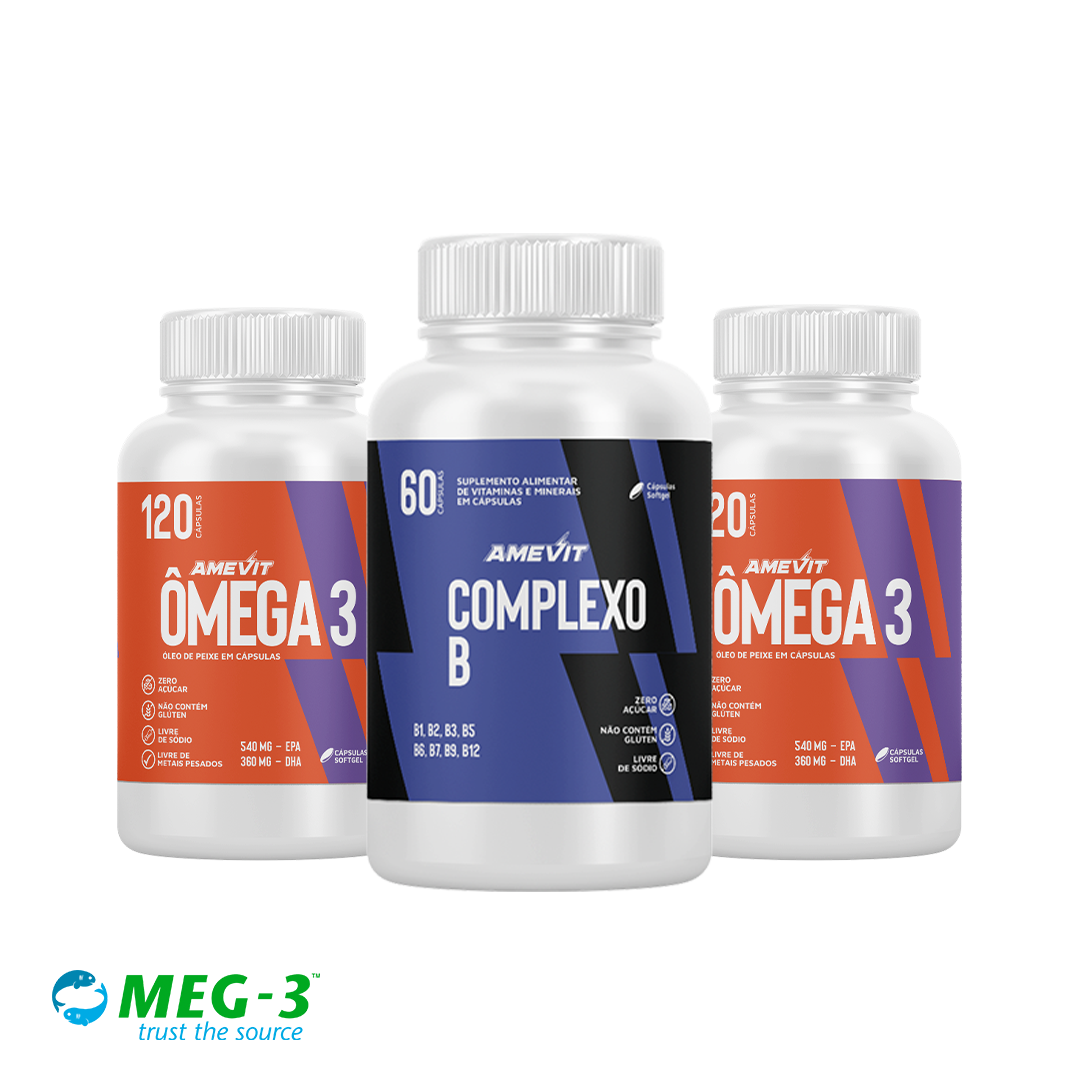 AmeVit Ômega 3 - 120 Cápsulas Compre 2 Ômega-3 e Leve 1 Completo B Grátis