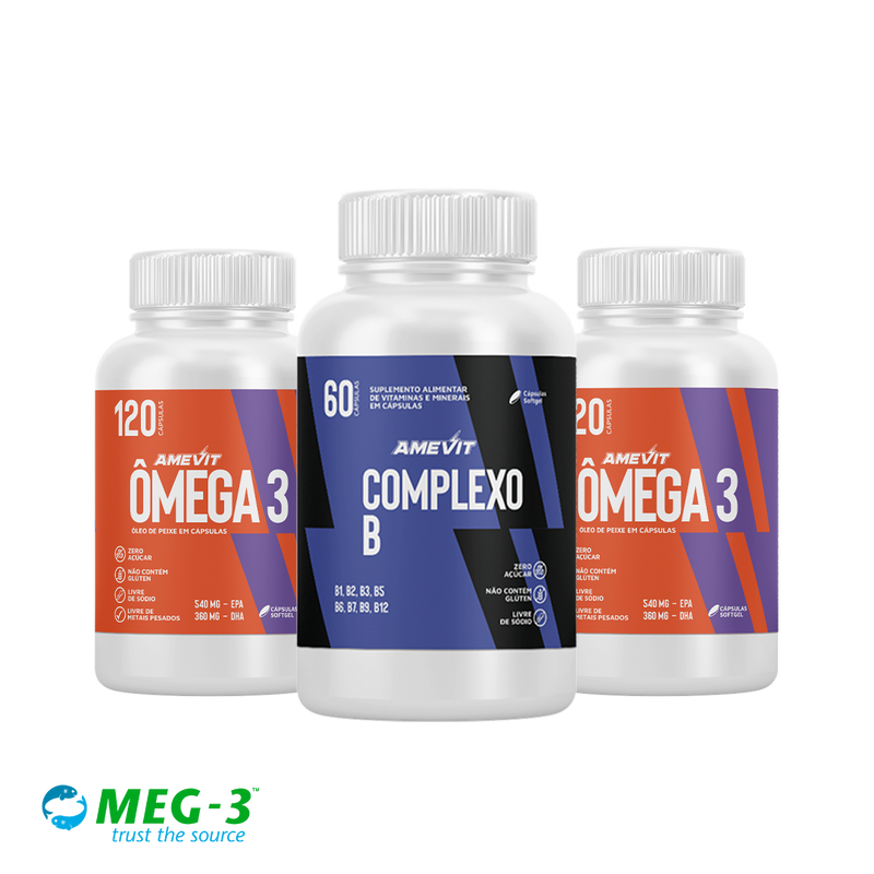 AmeVit Ômega 3 - 120 Cápsulas Compre 2 Ômega-3 e Leve 1 Completo B Grátis