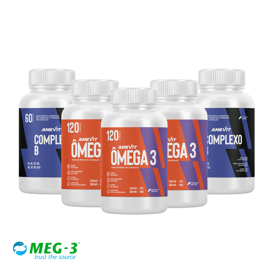 AmeVit Ômega 3 - 120 Cápsulas Compra 3 Ômega-3 e ganha 2 complexo B Grátis